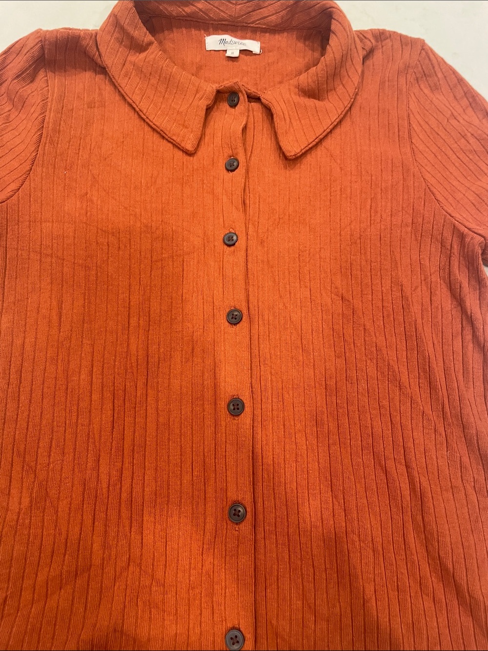 Madewell Rust Ribbed Button-Front Shirt - Picture 3 of 5